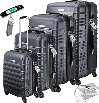 KESSER® 4tlg. Hartschalenkofferset Hard Shell Basic Hartschalenkoffer Trolley Koffer Reisekoffer Reisekofferset Gepäck Rollkoffer Schloss 4 Rollen ABS-Hartschale Teleskopgriff S-M-L-XL