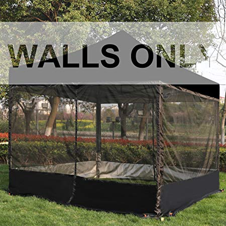 ABCCANOPY Silver Coated Screen Wall Mesh Screen House Zippered Wall Panels for 10' x 10' Canopy (Black)