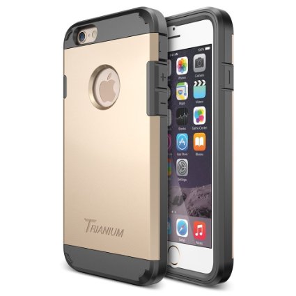 iPhone 6 Case, Trianium [Duranium Series] Heavy Duty Shock Absorbing Ultra Protective Hard Case with Built-in Screen Protector for iPhone 6 (4.7-Inch) [Black/Gold] [Lifetime Warranty](TMWS6CASE01)