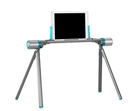 Ultra-light Portable iPad Tablet Stand Holder by Rapahan for Bed Floor Outdoors - Aircraft Grade Aluminum Transforms for Easy Transport (Grey-Blue)