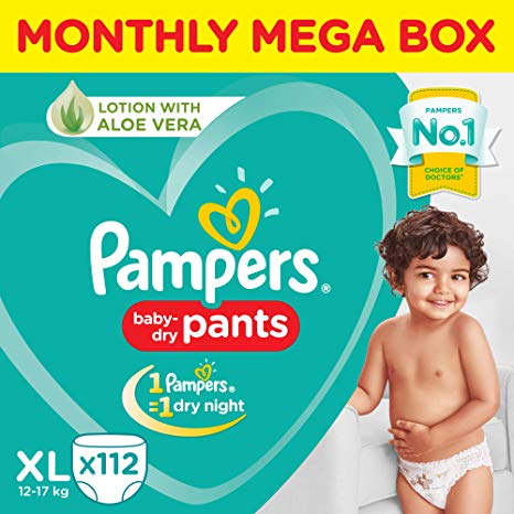 Pampers New Diapers Pants Monthly Box Packs, X-Large (112 Count)