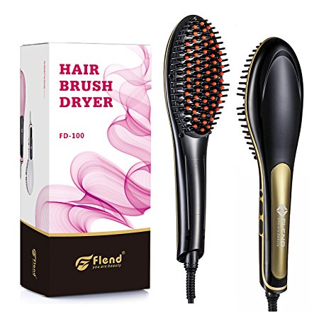 Flend Professional Hair Straightener Brush(Original NASV)--instant Magic Silky Straight Hair Styling, Anion Hair Care, Anti Scald, Zero Damage (Black)