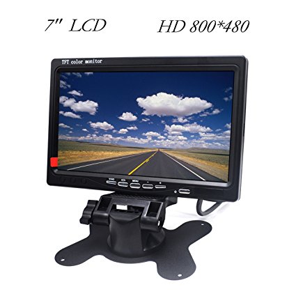 HD Car Monitor Padarsey 7" HD 800×480 LED Backlight TFT LCD Monitor for Car Rearview Cameras, Car DVD, Serveillance Camera, STB, Satellite Receiver and other Video Equipment