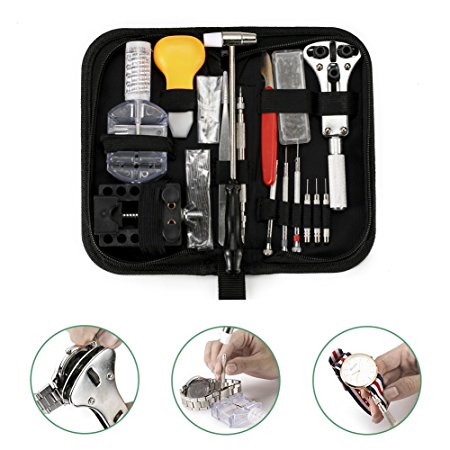 Watch Repair Kit Mosun 151 Pcs Professional Spring Bar Tool Set Watch Band Link Pin Tool Set Watch Case Opener with Carrying Case