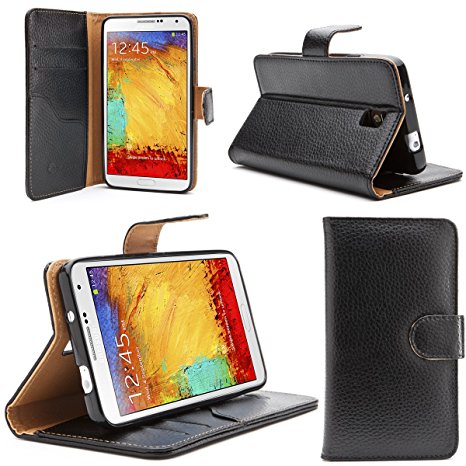 Galaxy Note 3 Case, i-Blason N9000 Smart Phone Leather Slim Book Case Cover with Stand Feature for Samsung Galaxy Note 3 (Black)