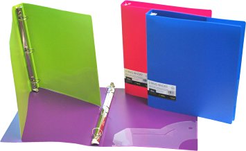 Filexec 3 Ring Binder, 1 Inch Capacity, Opaque, Letter size, Pack of 4, Blue, Hot Pink, Purple, Green (50162-6497)