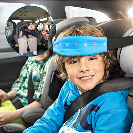 Car Seat Sleeping Head Support,Safety Stroller Sleeping Belt,Jelanry Baby Safety Car Seat Neck Relief Head Support Band Sleep Strap Easily Installation on Convertible Seats with Adjustable Belt(Blue)