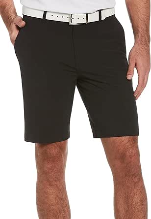 PGA TOUR Men’s 9” Flat Front Horizontal Textured Golf Shorts, 4-Way Stretch, Moisture-Wicking, Sun Protection