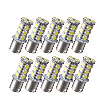 YINTATECH Led Tail Light, 10pcs 1156 18-SMD LED Brake Turn Signal Bulbs, White