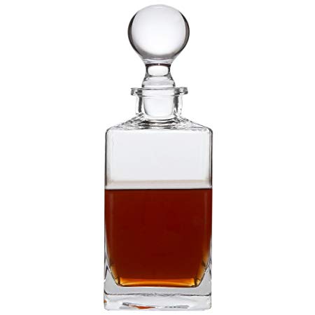 Lily's Home Wine, Liquor and Whiskey Decanter with Glass Stopper. 32 Oz.