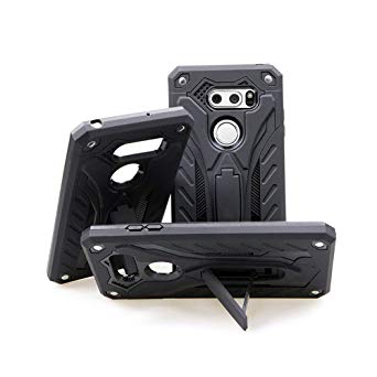 BaLeeLu LG V35 ThinQ Case/LG V30 Case/LG V30 Plus(V30 )/LG V30S [Phantom Knight Armor] Stand Hard Rugged Cover Silicon Phone Protect Case (Black)
