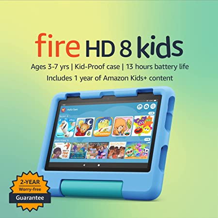 Amazon Fire 8 Kids tablet, 8" display 32GB (Blue)   2-pack Screen Protector