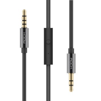 ROCK Stylish 3.5mm Multifunctional Audio Cable for AUX Devices, In-line Control, Tangle-free, High Flexibility (Tarnish)