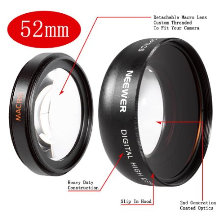 Neewerreg 52MM 045X Wide Angle High Definition Lens with Macro for NIKON D5300 D5200 D5100 D5000 D3300 D3200 D3000 D7100 D7000 DSLR Cameras