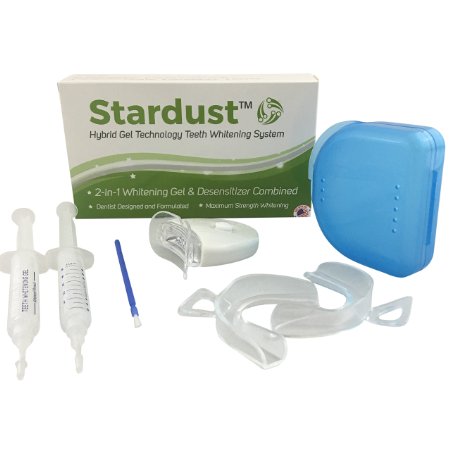 Stardust - Teeth Whitening Kit, Powerful LED Light, Professional 35% Strength (2) 5cc Syringes, Moldable Thermoform Mouth Trays, Retainer Case With Instructions