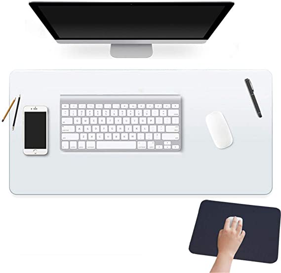 Clear Desk Pad Blotter Office Table Protector on Top of Desks for Laptop Computer Keyboard Plastic Vinyl Desktop Writing Mat with Mouse Pad Non-Slip Waterproof Wipeable PVC Transparent 16 X 32 Inch