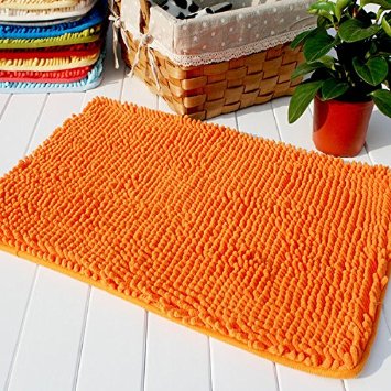 Hughapy® Orange Non Slip Microfiber Carpet / Doormat / Floor mat / Bedroom / Kitchen Shaggy Area Rug Carpet (23.6"x 15.7")