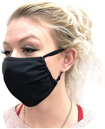 Mouth Mask with Adjustable Straps, Face Mask for Dust and Travel, Made in USA, Black