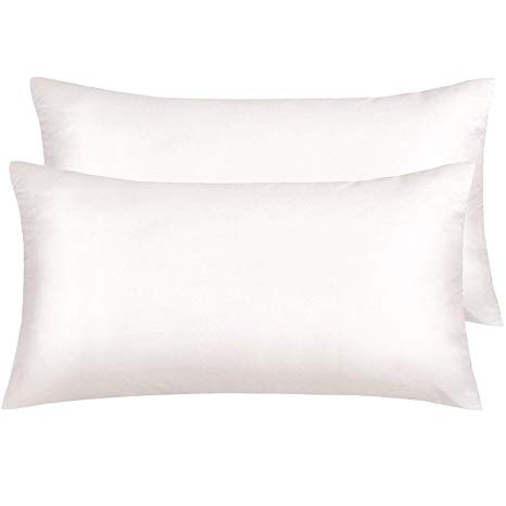 NTBAY Silky Satin King Pillowcases Set of 2, Super Soft and Luxury, Hidden Zipper Design, Cream, King Size