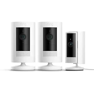 Ring Außenkamera Akku 2er-Set (Stick Up Cam)   Ring Innenkamera (Indoor Camera 2. Gen.) | Überwachungskamera 1080p-HD-Video, WLAN, witterungsbeständig, geeignet für Haus & Grundstück, Alexa-kompatible