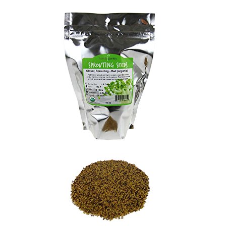 Organic Red Clover Sprouting Seeds - 1 Lb Resealable Bag - Handy Pantry Brand - Sprouts, Microgreens, Gardening, Food Storage & More.