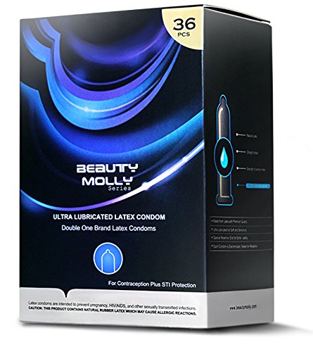 Beauty Molly Series Premium Quality Ultra Lubricated Latex Condoms, 36 Count