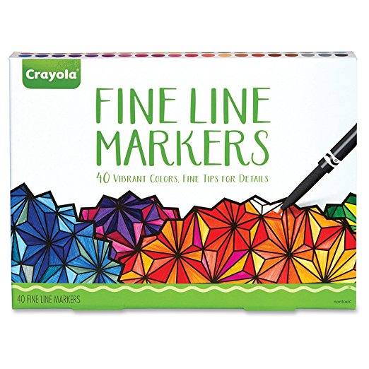 Crayola Adult Coloring, 40Ct Fine Line Markers