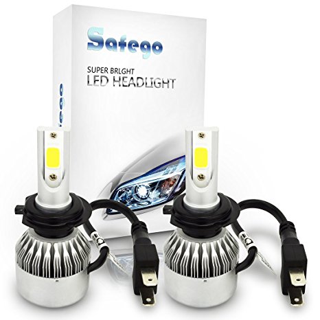 Safego H7 72w LED Headlight Kit Bulbs COB Chip 7200lm Car LED Headlight Bulbs Lamp Conversion Kit 12v Replace for Halogen or HID Bulbs C6-H7