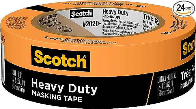 Scotch 2020 -36EP4 Heavy Duty Masking Tape, 1.41" Width, Orange, 24 Rolls