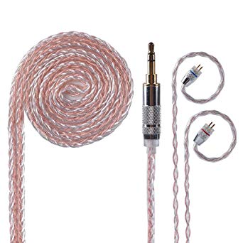 KZ 8 Core Silver Copper Mixed Upgrade Earphones Replacement Cable, 3.5 mm Audio Cable with 2pins 0.75mm Connector Detachable IEM Cable Fit for KZ BA10 AS10 ZS10 ZSR ZST ED12 ES3 ES4 ZSN (B PINS)