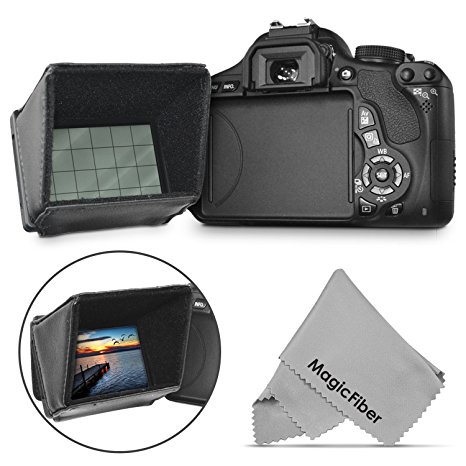 LCD Screen Sun Shield for DSLR Cameras and Camcorders Compatible with Canon EOS 70D Rebel T6i T6s T5i T4i T3i PowerShot SX60 SX50, Canon VIXIA FS100 FS200 HF10 HG20 HF100 and Nikon D5200 D5100