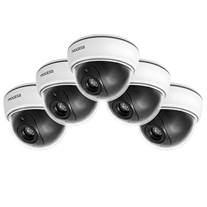 5-Pack White Wireless Fake Dummy Dome CCTV Security Cameras w/ Flashing Red LED