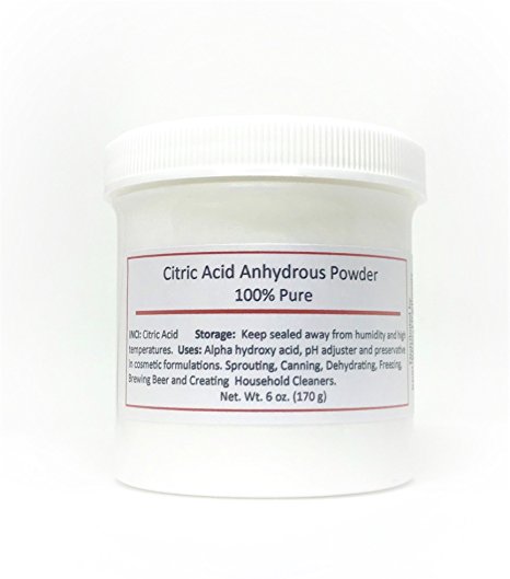 Citric Acid Powder, 6 oz. Cosmetic pH adjuster, descaler, calcium remover.