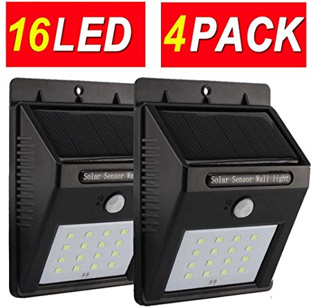 Sogrand Solar Lights Outdoor,Motion Sensor Light,4pcs-Pack 16LED Solar Security Light,Solar Motion Light,for Wall,Patio,Deck,Shed,Fence,Pathway and Driveway