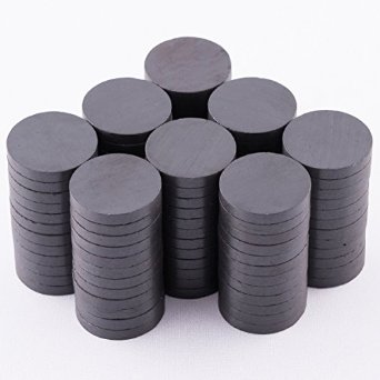 Skilled Crafter Ferrite Magnets for Crafts. 100 in a Box. Grade 5, 20mm x 3mm (13/16"). Strong Round Ceramic Disc Magnet. Best for Art & Craft Projects, Refrigerator, Whiteboard, Bottle Cap, Science