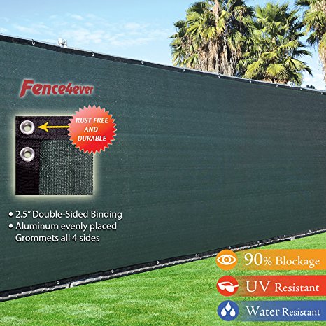 Fence4ever 5' x 50' 3rd Gen Olive Dark Green Fence Privacy Screen Windscreen Shade Fabric Mesh Tarp (Aluminum Grommets)