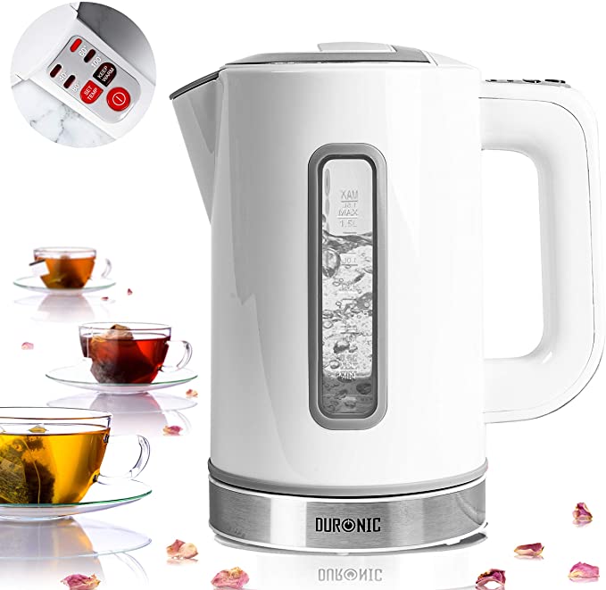 Duronic Electric Kettle EK30 WE | White 1.5L Fast Boil Kettle | Eco 3000W Variable Temperature Control | Keep Warm Function | Energy Efficient | Insulated Cool Touch | Cordless 360 Base | Multi-Use…