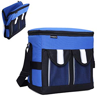 MIER 30Cans Collapsible Soft Cooler Bag Insulated Picnic Lunch Bag for Adult, Men, Women, Leakproof Liner, Blue, Large