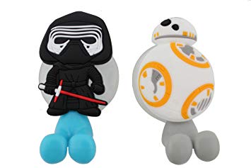 Finex Set of 2 STAR WARS Kylo Ren & BB-8 Droid Toothbrush Holders with Suction Cup for wall in bathroom at home