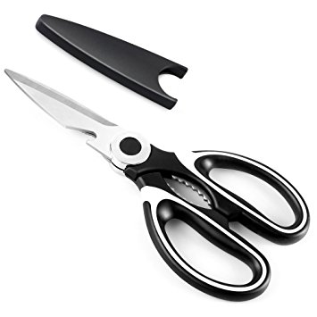 littlejian Kitchen Shears,Best Stainless Steel Heavy Duty Multi-Purpose Utility Sharp Scissors with Bottle Opener for Meat, Poultry, Fish, BBQ, Vegetables, Herbs, Nuts-Black