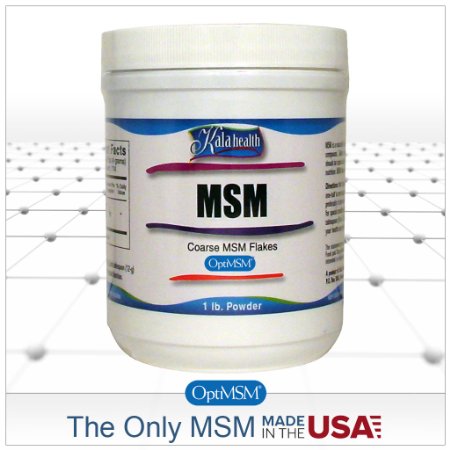 Kala Health - MSM (OptiMSM) Coarse Flakes (1-Lb Container). This Pure MSM Supplement is the Only Methylsulfonylmethane Made in the USA. The Organic Crystals are Free of Additives. FREE SHIPPING!