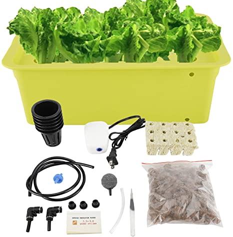 HighFree Hydroponic System Growing Kit for Plants Herb Garden Starter Set 11 Sites DIY Self Watering Indoor Hydroponics Tools with Large Bubble Stone Rockwool Bucket Air Pump