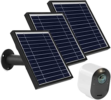 Uogw 3W 6V Solar Panel Compatible with Arlo Ultra/Ultra 2, Arlo Pro 3/Pro 4 & Arlo Floodlight, with 11ft Waterproof Magnetic Power Cable, Adjustable Mount-(3 Pack, Black)(NOT for Arlo Essential)