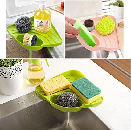 Kitchen sink caddy sponge holder scratcher holder cleaning brush holder sink organizer (green)