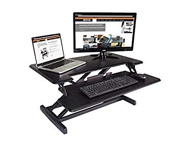 Victor DCX610 High Rise Collection Height Adjustable Compact Standing Desk with Removeable Keyboard Tray | Black | 33” Wide Standing Desk| Perfect for Laptop Use | Compatible with Most Monitor Arms