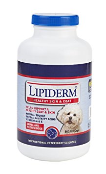 Lipiderm Gel Cap Skin and Coat Supplement for Small and Medium Dogs, 500 count