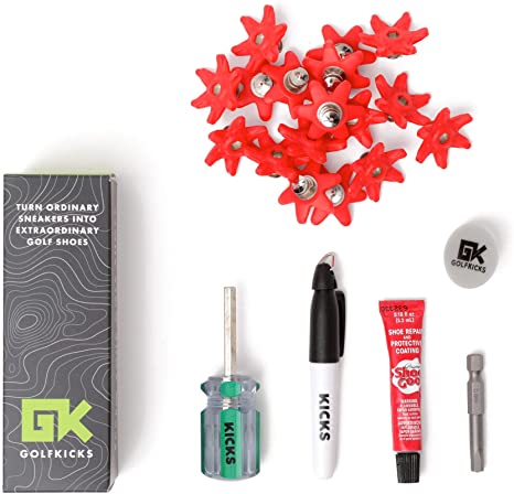 Golfkicks Golf Traction Kit for Sneakers with DIY Golf Spikes - Add Soft Spikes to Almost Any Shoe, 20 Count - As Seen On Shark Tank