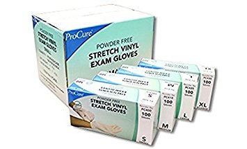 Pro Cure Stretch Vinyl Exam Gloves Powder Free, Small, 1000 Count Per Case