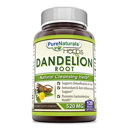 Pure Naturals Dandelion Root Dietary Supplement - 520mg, 120 Capsules - Can Be Used As Tea – Helps To Detox - Promotes Overall Health - Helps To Soothe Upset Stomach - Anti Inflammatory Support*