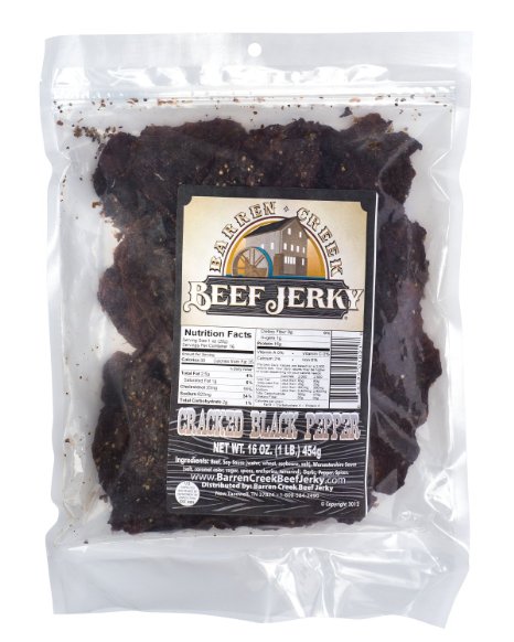 Barren Creek Beef JerkyCracked Black Pepper1 Pound Bag Package